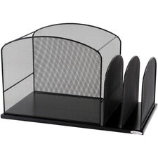 Onyx Mesh Desktop Hanging File With Two Upright Sections, 3 Sections, Letter Size, 11.5" Long, Black