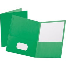 Twin-pocket Folder, Embossed Leather Grain Paper, 0.5" Capacity, 11 X 8.5, Light Green, 25/box