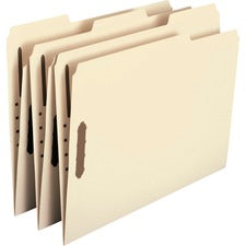 Recycled Top Tab Fastener Folders, 1/3-cut Tabs: Assorted, 0.75" Expansion, 2 Fasteners, Letter Size, Manila Exterior, 50/box