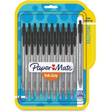 Inkjoy 100 Rt Ballpoint Pen, Retractable, Medium 1 Mm, Black Ink, Black Barrel, 20/pack