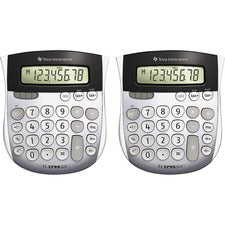 Texas Instruments TI-1795SV SuperView Calculators - Dual Power, Angled Display, Sign Change - 8 Digits - LCD - Battery/Solar Powered - 1" x 4.3" x 5.1" - Gray - 2 / Bundle