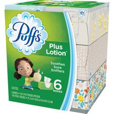 Puffs Plus Lotion Facial Tissue - 2 Ply - 8.20" x 8.40" - White - Soft, Durable - For Office Building, School, Hospital, Face - 24 / Carton