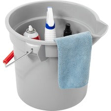 Rubbermaid Commercial Brute 14-quart Round Bucket - 14 quart - Heavy Duty, Rust Resistant, Bend Resistant, Graduated, Handle, Stackable, Pour Spout - 11.2" - Plastic, Steel - Gray - 6 / Carton