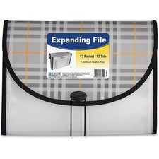 Plaid Design Expanding Files, 1.5" Expansion, 13 Sections, Cord/hook Closure, 1/6-cut Tabs, Letter Size, Gray Plaid