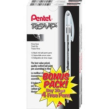 R.s.v.p. Ballpoint Pen Value Pack, Stick, Fine 0.7 Mm, Black Ink, Clear/black Barrel, 24/pack