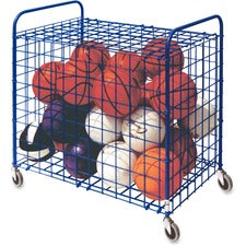 Lockable Ball Storage Cart, Fits Approximately 24 Balls, Metal, 37" X 22" X 20", Blue