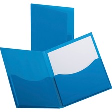 Double Stuff Gusseted 2-pocket Laminated Paper Folder, 200-sheet Capacity, 11 X 8.5, Navy, 20/box