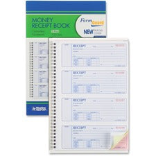 Money Receipt Book, Formguard Cover, Three-part Carbonless, 7 X 2.75, 4 Forms/sheet, 100 Forms Total