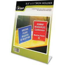 Clear Plastic Sign Holder, Stand-up, Slanted, 8.5 X 11