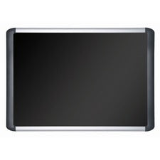 Soft-touch Bulletin Board, 72 X 48, Black Fabric Surface, Aluminum/black Aluminum Frame