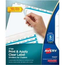 Print And Apply Index Maker Clear Label Dividers, Copiers, 5-tab, 11 X 8.5, White, 5 Sets