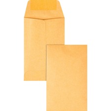 Kraft Coin And Small Parts Envelope, #1, Extended Square Flap, Gummed Closure, 2.25 X 3.5, Brown Kraft, 500/box