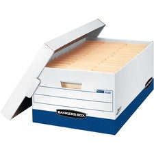 Presto Heavy-duty Storage Boxes, Legal Files, 16" X 10.38", White/blue, 12/carton