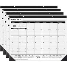 At-A-Glance Classic Monthly Desk Pad - Monthly - 1 Year - January 2023 - December 2023 - 1 Month Single Page Layout - 24" x 19" Sheet Size - Desktop - White - Paper - 4 / Bundle