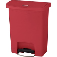 Streamline Resin Step-on Container, Front Step Style, 8 Gal, Polyethylene, Red