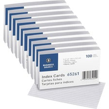 Business Source Ruled Index Cards - Front Ruling Surface - Ruled - 72 lb Basis Weight - 6" x 4" - White Paper - 1000 / Box