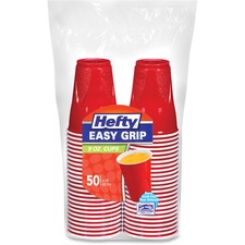 Easy Grip Disposable Plastic Party Cups, 9 Oz, Red, 50/pack, 12 Packs/carton