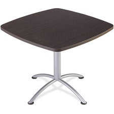 Iland Table, Cafe-height, Square Top, Contoured Edges, 36w X 36d X 29h, Gray Walnut/silver