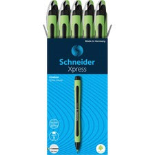 Xpress Fineliner Porous Point Pen, Stick, Medium 0.8 Mm, Black Ink, Black/green Barrel, 10/box