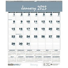 Bar Harbor Recycled Wirebound Monthly Wall Calendar, 6 X 7, White/blue/gray Sheets, 12-month (jan-dec): 2023