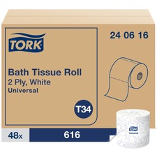 Bath Tissue, Septic Safe, 2-ply, White, 616 Sheets/roll, 48 Rolls/carton