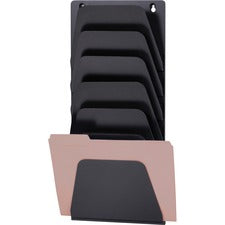 Wall File Holder, 7 Sections, Legal/letter Size, 9.43" X 2.88" X 22.38", Black