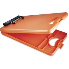 Deskmate Ii With Calculator, 0.5" Clip Capacity, Holds 8.5 X 11 Sheets, Hi-vis Orange