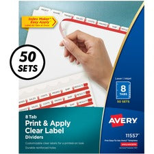Print And Apply Index Maker Clear Label Dividers, 8-tab, 11 X 8.5, White, 50 Sets