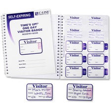 Time's Up Self-expiring Visitor Badges With Registry Log, 3 X 2, White, 150 Badges/box