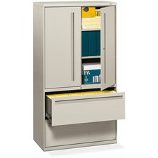 Brigade 700 Series Lateral File, Three-shelf Enclosed Storage, 2 Legal/letter-size File Drawers, Gray, 36" X 18" X 64.25"