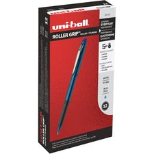 Grip Roller Ball Pen, Stick, Micro 0.5 Mm, Blue Ink, Blue Barrel, Dozen