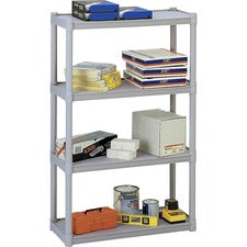 Rough N Ready Open Storage System, Four-shelf, Injection-molded Polypropylene, 32w X 13d X 54h, Platinum