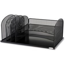 Onyx Desk Organizer With Three Horizontal And Three Upright Sections, Letter Size Files, 19.5 X 11.5 X 8.25, Black