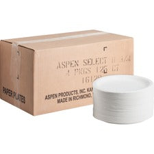 AJM Dinnerware Paper Plates - 125 / Pack - Disposable - White - Paper Body - 500 / Carton