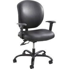 Alday Intensive-use Chair, Supports Up To 500 Lb, 17.5" To 20" Seat Height, Black Vinyl Seat/back, Black Base