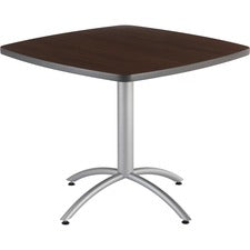 Cafeworks Table, Cafe-height, Square Top, 36w X 36d X 30h, Walnut/silver