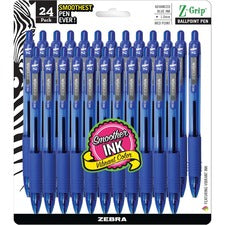 Z-grip Ballpoint Pen, Retractable, Medium 1 Mm, Blue Ink, Clear Barrel, 24/pack