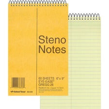 Standard Spiral Steno Pad, Gregg Rule, Brown Cover, 60 Eye-ease Green 6 X 9 Sheets