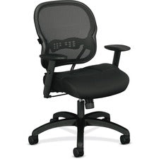 Wave Mesh Mid-back Task Chair, Supports Up To 250 Lb, 18" To 22.25" Seat Height, Black