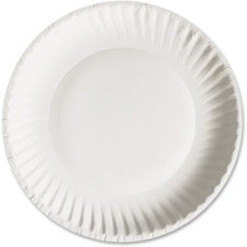 White Paper Plates, 9" Dia, 100/pack, 10 Packs/carton