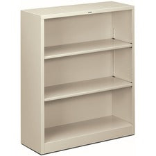 Metal Bookcase, Three-shelf, 34.5w X 12.63d X 41h, Light Gray