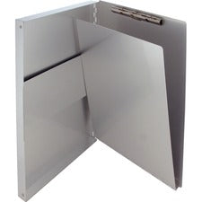 Snapak Aluminum Side-open Forms Folder, 0.5" Clip Capacity, Holds 8.5 X 14 Sheets, Silver