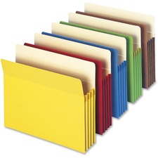 Colored File Pockets, 3.5" Expansion, Letter Size, Assorted Colors, 25/box