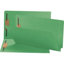 Heavyweight Colored End Tab Fastener Folders, 0.75" Expansion, 2 Fasteners, Legal Size, Green Exterior, 50/box