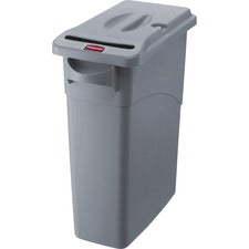 Slim Jim Confidential Document Waste Receptacle With Lid, 23 Gal, Light Gray