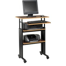 Muv Stand-up Adjustable-height Desk, 29.5" X 22" X 35" To 49", Cherry/black