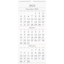 Three-month Reference Wall Calendar, 12 X 27, White Sheets, 15-month (dec To Feb): 2022 To 2024