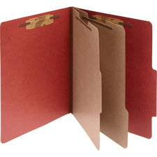 Pressboard Classification Folders, 3" Expansion, 2 Dividers, 6 Fasteners, Letter Size, Earth Red Exterior, 10/box