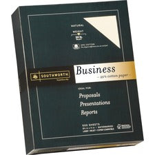 25% Cotton Business Paper, 24 Lb Bond Weight, 8.5 X 11, Natural, 500 Sheets/ream