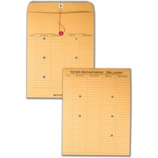 Recycled Kraft String/button Interoffice Envelope, #97, Two-sided Five-column Format, 52-entries, 10 X 13, Brown Kraft,100/ct